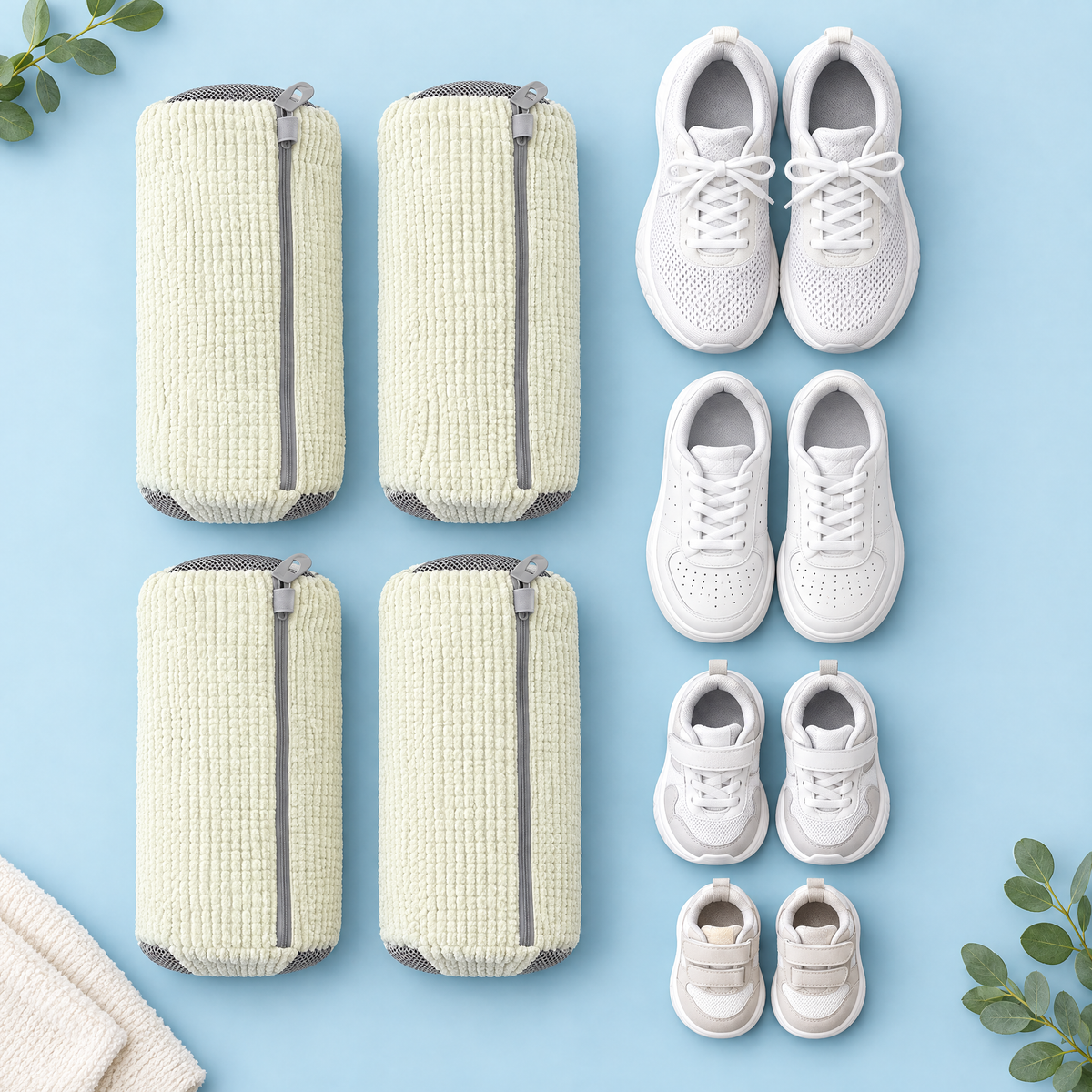 Kit famille : 4 sacs de lavage et baskets de toutes tailles